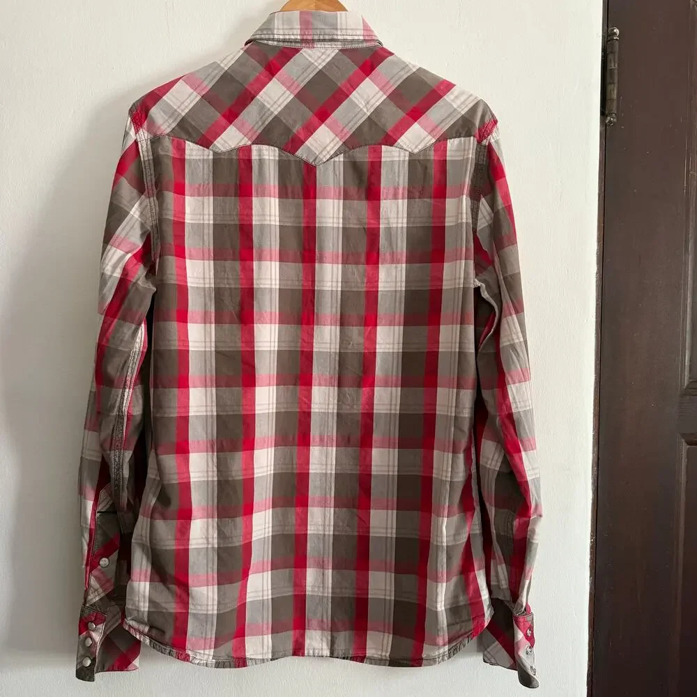 TRUE RELIGION | Y2K Vintage Western Style Plaid Pearl Snap Shirt | Medium